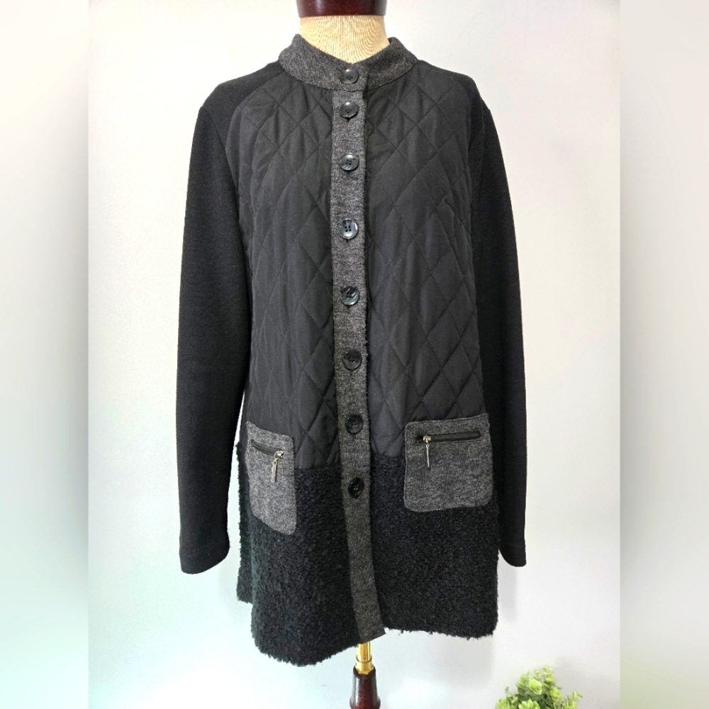 LINEA DOMANI Ltd collection quilted black jacket with wool bottom.Size  12